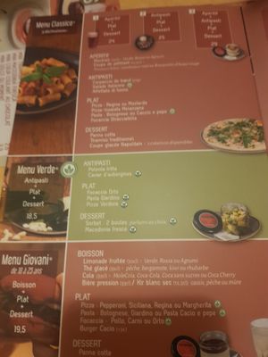 Menu at La Scaleta in Blois