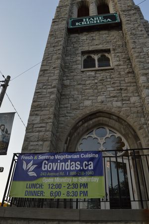 Exterior of Govinda's in Toronto. at Govinda's in Toronto