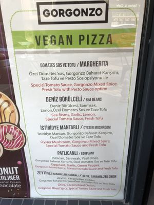 Menu at Gorgonzo in Istanbul