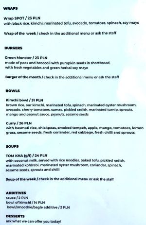 Menu 2 of 5, July 2021 at Avocado Spot in Gdansk