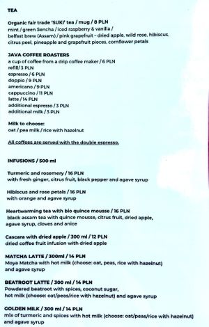 Menu 4 of 5, July 2021 at Avocado Spot in Gdansk