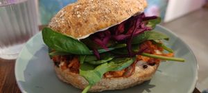 Jackfruit bagel at Avocado Spot in Gdansk