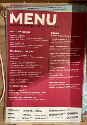 Menu  at Avocado Spot in Gdansk