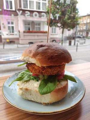 Sweet potato burger at Avocado Spot in Gdansk