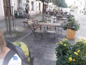 Outdoor seating at Avocado Spot in Gdansk