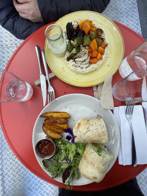 Hummus and veggies and falafel wrap #Veganuary at Aromaticus - Trastevere in Rome