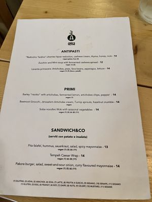 The menu, a bit outdated  at Aromaticus - Trastevere in Rome