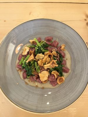 Beetroot gnocchi  at Aromaticus - Trastevere in Rome