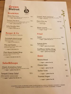 Menu at Aromaticus - Trastevere in Rome
