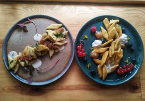 dumplings with plant-based cheese salt/sweet at Planta Bistro in Poznan