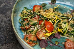 Aglio olio zucchini spaghetti at Planta Bistro in Poznan