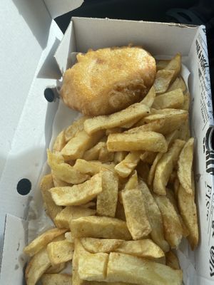 Patty and chips   at Lanchester Fish Bar in Lanchester