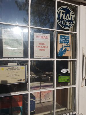 Vegan menu!!! at Lanchester Fish Bar in Lanchester