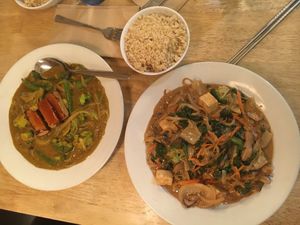 Curry dishi and peanut tofu at Souen - East Village in New York City