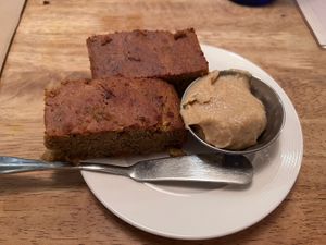 Cornbread with tahini spread  at Souen - East Village in New York City