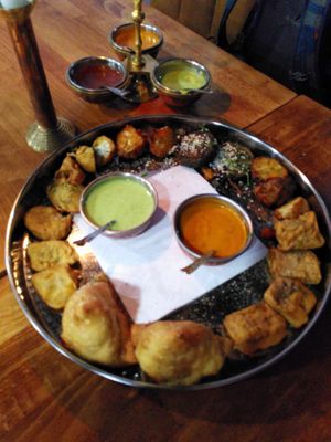 Mixed vegan starters at Mantra Restaurant in Berlin