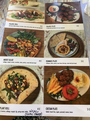 Karte  at Falafelaki in Crete