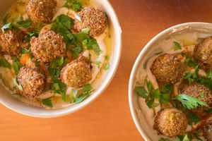 Falafel plates at Falafelaki in Crete