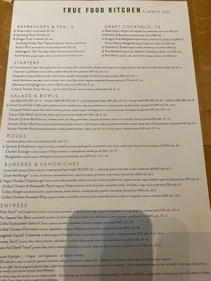 Summer 2021 Menu at True Food Kitchen in Jacksonville