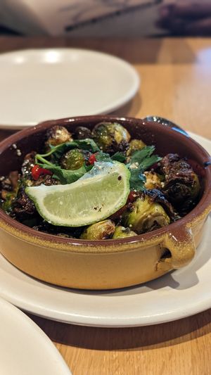 Roasted brussel sprouts appetizer at True Food Kitchen in Jacksonville