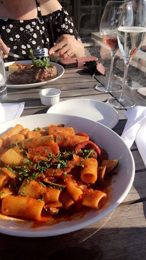 Vegan rigatoni at Bistro 42 in Essex