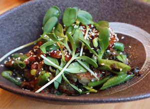 White Carrot Pudding with fermented coconut at Mahila in San Francisco