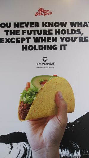 Beyond meat in store ad at Del Taco in Centerville