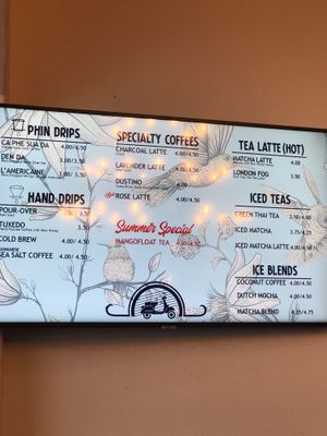Menu board ask what can be made non dairy  at Phin Smith in Garden Grove
