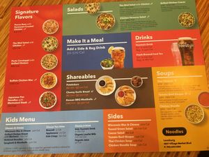 Menu board at Noodles & Company in Leesburg