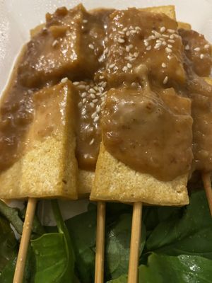 Satay tofu satay sticks are my fave starters at U-TONG in Clayfield