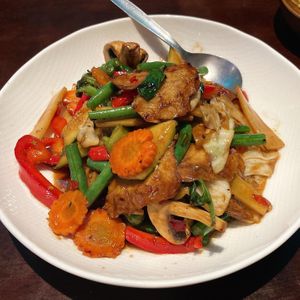 Basil/Chilli stir fry with Vegan Duck at U-TONG in Clayfield