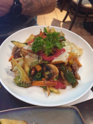 Garlic and ginger veggies with mock duck at U-TONG in Clayfield