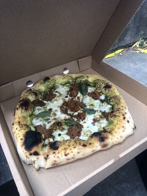 pesto pizza  at Plant A Pizza in Ghent