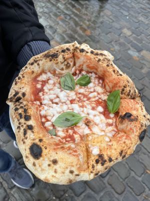 vegan pizza Margherita (12€)   at Plant A Pizza in Ghent