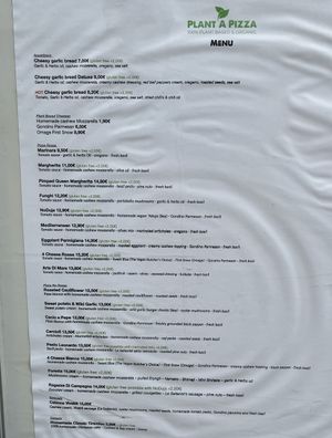 menu  at Plant A Pizza in Ghent