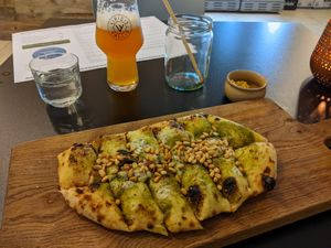 Cheesy garlic bread pesto at Plant A Pizza in Ghent