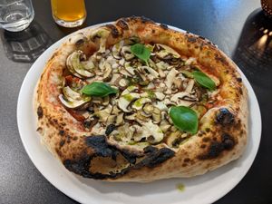Pizza funghi at Plant A Pizza in Ghent