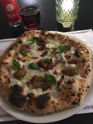 With “chikn” pieces from the Vegan Butcher’s Choice in Brussels. And almond ricotta  at Plant A Pizza in Ghent