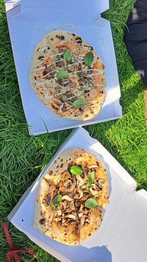 Eggplang and Mushroom at Plant A Pizza in Ghent