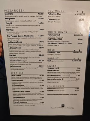 Menu at Plant A Pizza in Ghent