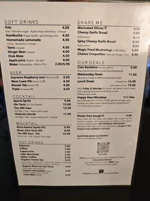 Menu at Plant A Pizza in Ghent