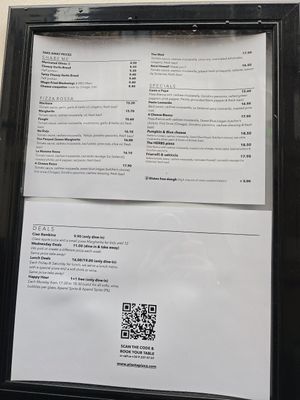 Menu outside at Plant A Pizza in Ghent