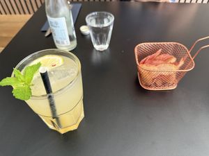 The lemonade is great and a basket of chips   at Plant A Pizza in Ghent