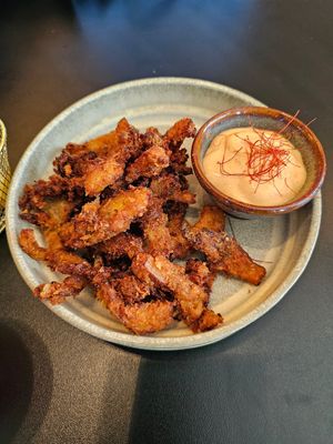 Mushroom Wings with BBQ Mayo sauce. at Plant A Pizza in Ghent