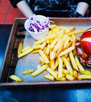 Double burger & fries 😋 at The Purple Robot in Hull