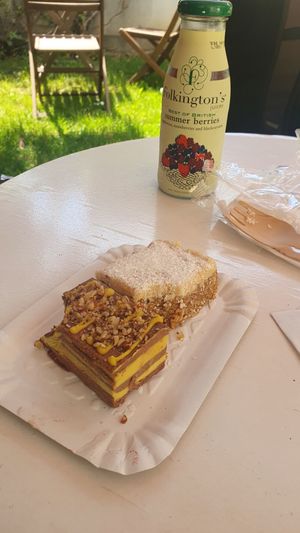 The 2 cakes with no honey (the day we went) at Raw Bakery in Bucharest