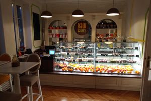 huge variety of delicious cakes, central location, very friendly staff:)) at Raw Bakery in Bucharest