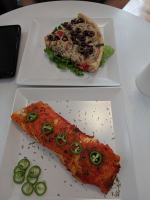 Enchilada and quiche at Raw Bakery in Bucharest
