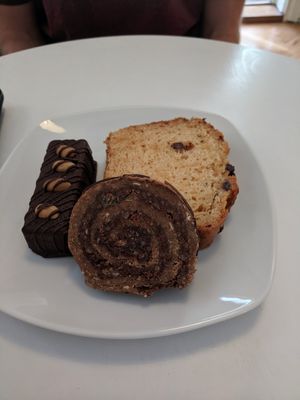 Snickers and two other cakes. SO good. at Raw Bakery in Bucharest