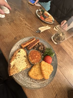 2 vegan 🌱 fry-ups fit for 2 metalworkers   at Ethical Bean Company in East London